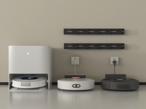 现代扫地机器人 轨道插座su模型