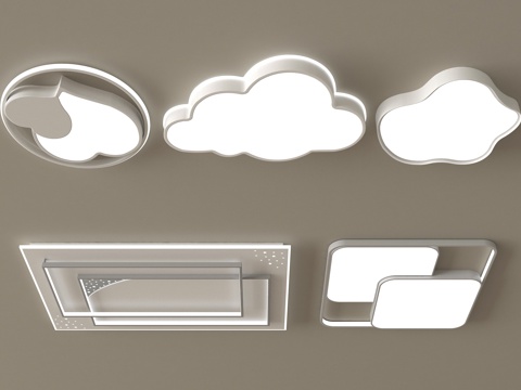 现代吸顶灯 方形吸顶灯 圆形 几何su模型