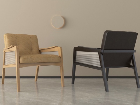 侘寂风休闲椅 单椅su模型