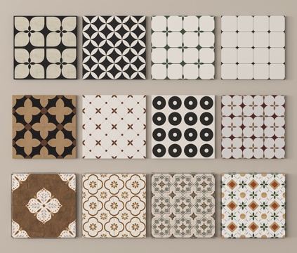 法式花砖 地砖 复古砖 仿古砖su模型