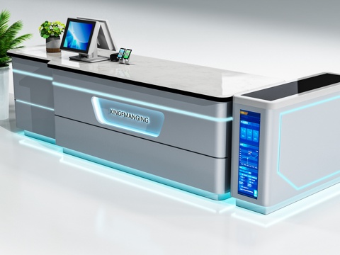  现代接待台 前台 收银台3d模型 