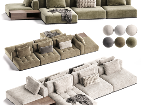  现代意式 ESTRO Modelni 组合沙发3d模型 