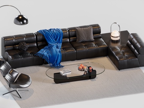  现代暗黑组合沙发3d模型 