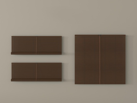 新中式百叶帘 卷帘 窗帘su模型