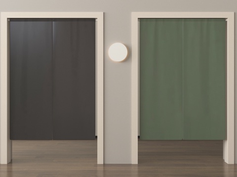 现代门帘 窗帘 布艺门帘su模型