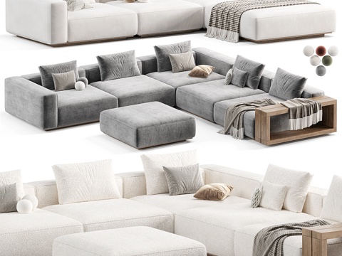  现代意式 Flexform Grandemare 组合沙发3d模型 