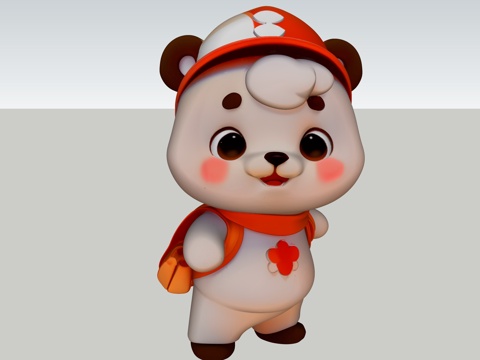 可爱熊狗卡通IP人物su模型