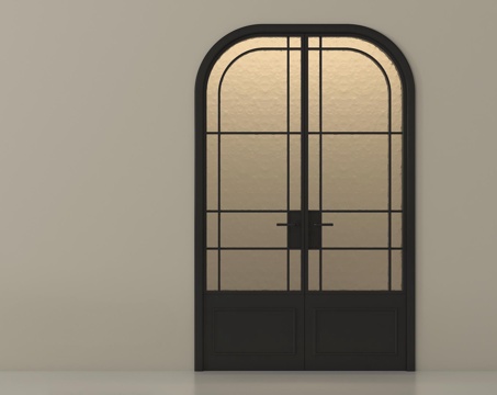 法式玻璃门 双开门 圆弧门 厨卫门 阳台门su模型