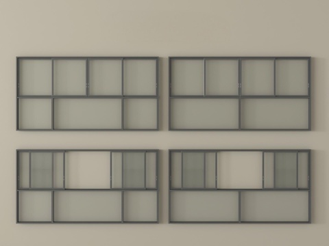 现代窗组合 推拉窗 飘窗 阳台窗su模型