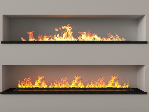 现代轻奢壁炉 火炉 嵌入式电子壁炉 火焰su模型