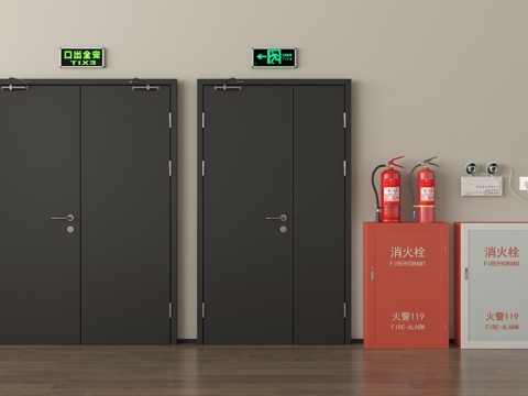 现代消防门 防火门 安全出口su模型