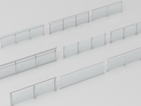 现代围栏护栏 玻璃栏杆 护栏 扶手 阳台护栏su模型