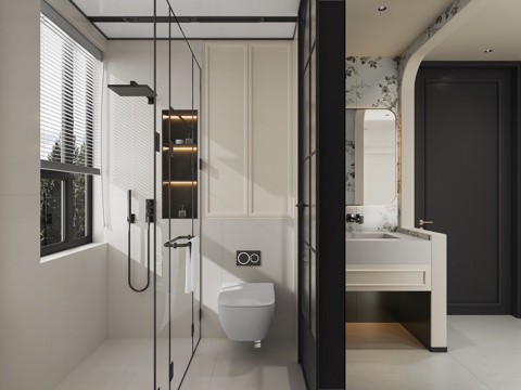  法式卫生间3d模型 