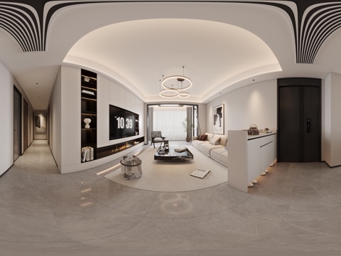  现代简约客餐厅全景 