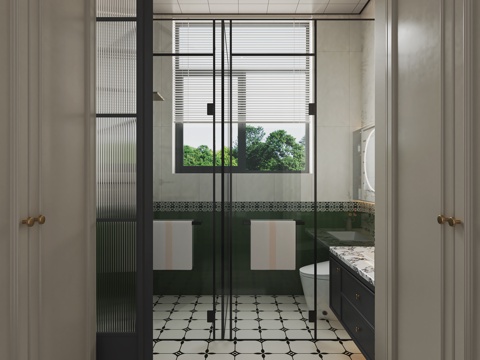  美式卫生间3d模型 