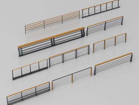 现代围栏护栏 铁艺栏杆 扶手su模型