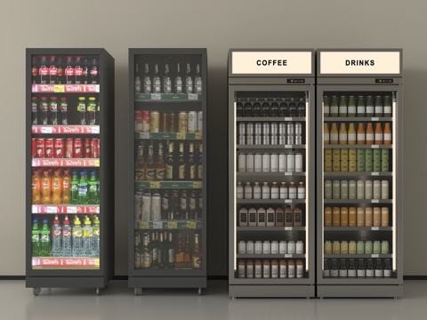 现代冰柜 冷藏柜 冷柜 饮料柜 冷饮柜su模型