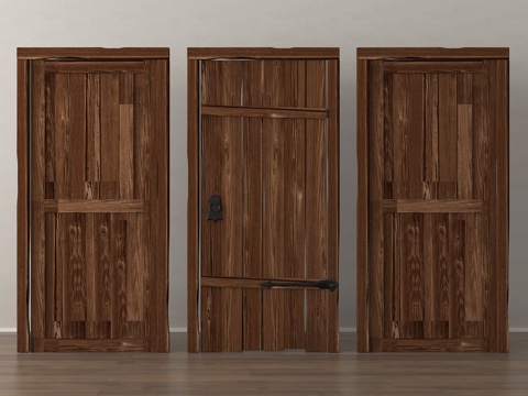 中式木门 老门板su模型