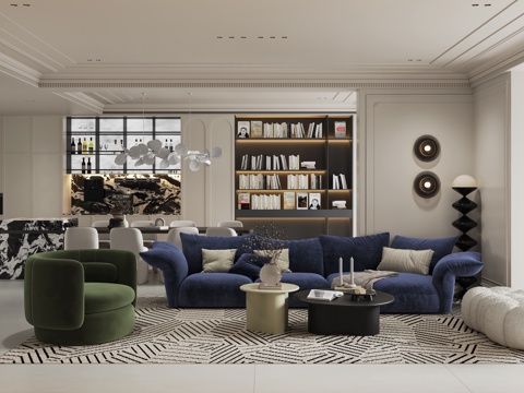  法式客餐厅3d模型 