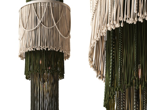  新中式侘寂 EDL 藤编装饰吊灯3d模型 