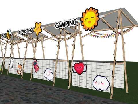 商业摊位 网红摊位 地摊su模型