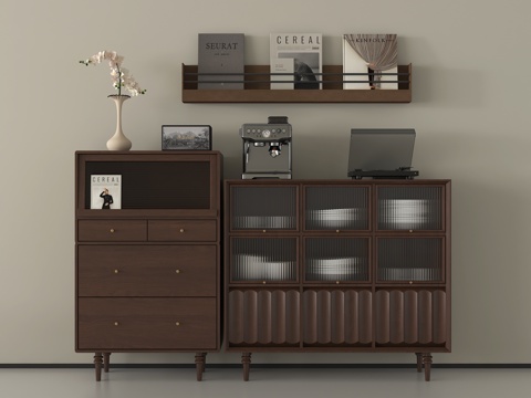 中古玄关柜 斗柜 餐边柜 入户玄关柜 挂画 摆件su模型