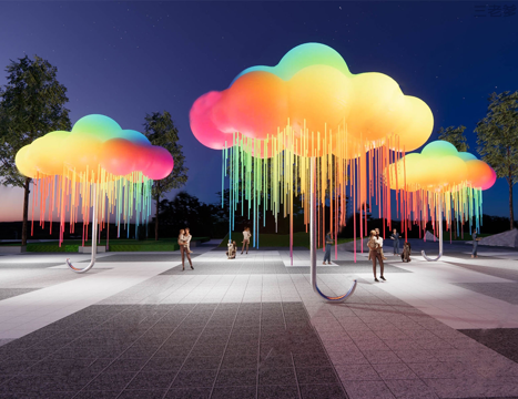 现代发光运动雕塑 构筑物 装置小品su模型