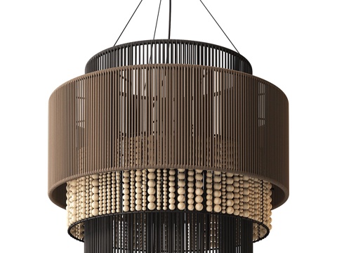  新中式侘寂 EDL KATE 65 藤编装饰吊灯3d模型 