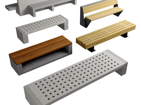  现代 ESCOFET 户外长椅3d模型 