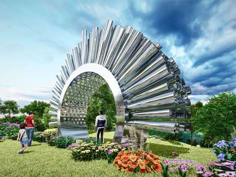 现代户外广场艺术雕塑小品su模型