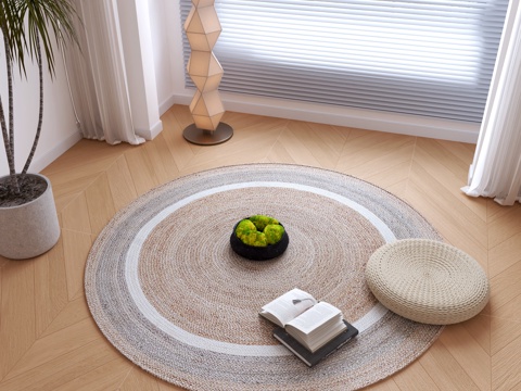 现代圆形地毯 装饰摆件su模型