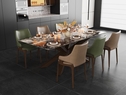 现代餐桌椅组合su模型