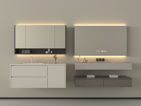 现代浴室柜 镜柜 卫浴用品su模型