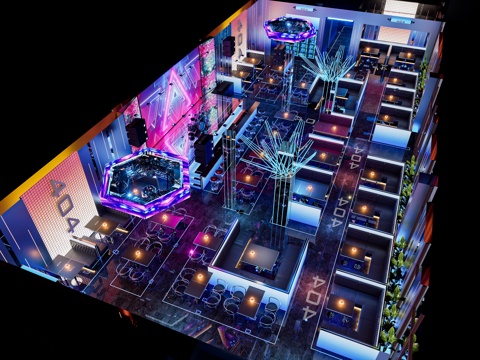 酒吧夜店 酒吧俱乐部 DJ舞厅舞台 卡座桌椅 软膜灯箱su模型