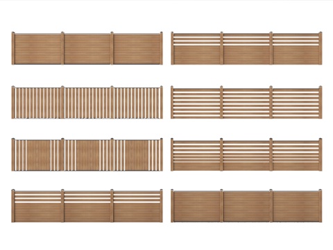 现代木栅栏 围栏护栏 栏杆su模型