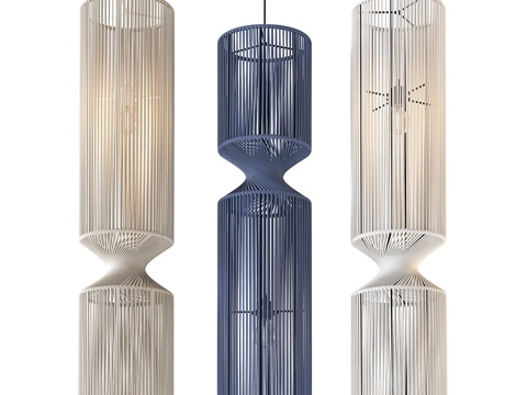  新中式侘寂 EDL Valeriya 藤编装饰吊灯3d模型 