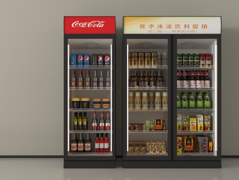 现代冰柜 冷藏柜 冷柜 饮料柜 冷饮柜su模型