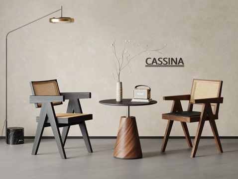 侘寂中古风cassina 藤编单椅 餐椅 休闲椅 休闲桌椅su模型su模型