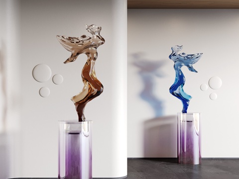 现代水晶雕塑  现代艺术雕塑  现代人形水晶雕塑su模型su模型