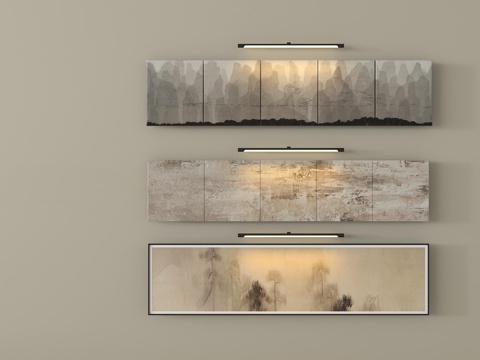  新中式装饰画 挂画3d模型 