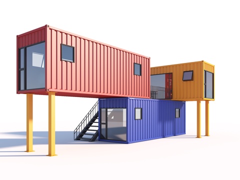 集装箱建筑 集装箱房子 集装箱小店 集装箱咖啡店 集装箱餐饮su模型