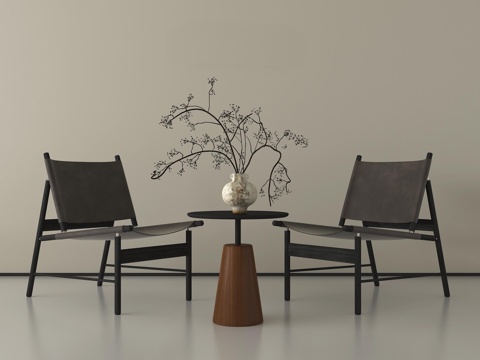 中古风休闲椅 休闲桌椅 圆几 花艺su模型su模型