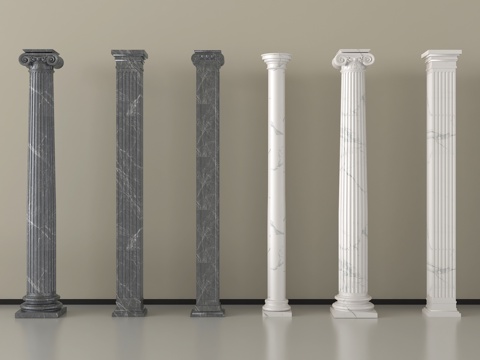 新中式柱子 罗马柱 石膏柱 雕花柱su模型