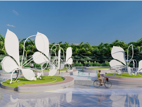 现代花瓣构架 花瓣主题廊架su模型