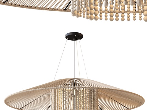  新中式侘寂 EDL AFRICA 藤编装饰吊灯3d模型 