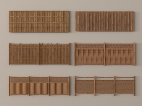 新中式栅栏 围栏护栏 木栏杆 篱笆su模型