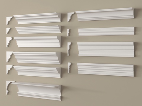 现代石膏线 踢脚线 角线 腰线su模型