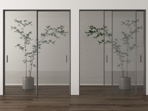 现代推拉门 玻璃推拉门 阳台移门 厨房移门su模型