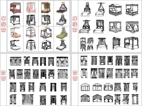 窗帘,床幔帘图库cad施工图