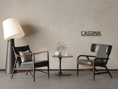 侘寂中古风休闲沙发组合 单人沙发 休闲椅 休闲桌椅 洽谈桌椅su模型